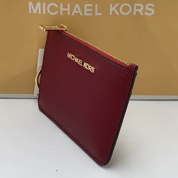 MICHAEL KORS LARGE EW CROSSBODY DARK CHERRY 🍒 & SM TOP ZIP COINPOUCH MULBERRY - Picture 12 of 16